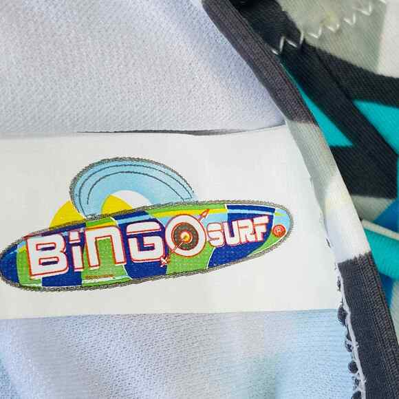 Bingo Surf Bikini Bottoms Womens Large Blue Gray Geometric Adjustable Swimsuit - Picture 2 of 6